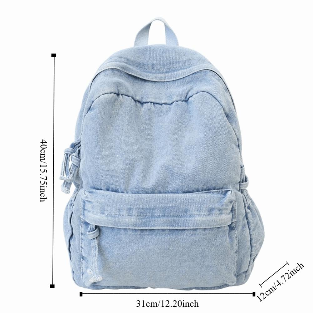 Japanese Style Denim Backpack Street Style Solid Crossbody Bag Portable Vintage Handbag Travel