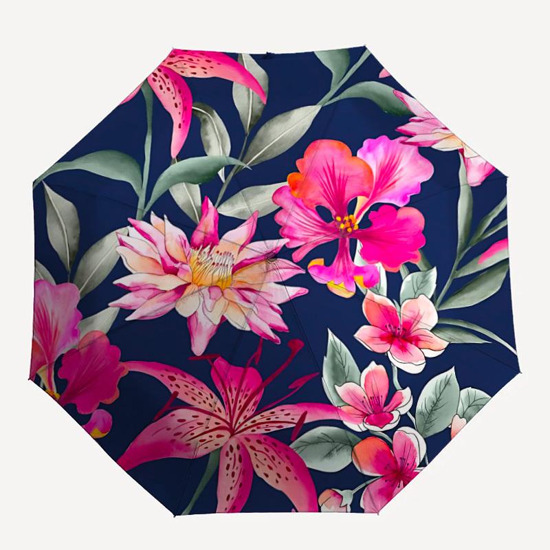 1pc Floral Pattern Open/Close Folding Umbrella, All- Portable Umbrella for & Men, Stylish Accessory (Holiday Gift) 8-Rib yy251213188
