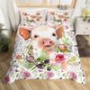 Cartoon Cute Pink Pig Duvet Cover for Children Boys Girls Microfiber Pigs Floral Cartoon Farm Animals Theme Bedroom Decorations