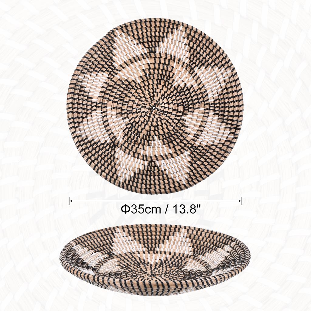 35cm Hängender Gewebter Wandkorb Natur Rattan Wandkorb Dekor Boho Bauernhaus Rustikal Dekorative Tischdeko für Wohnzimmer