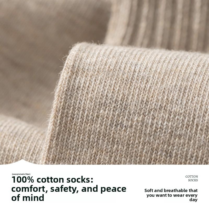 Cotton Socks for Men, Summer Season, Pure Cotton Mid-calf Socks, Sweat-absorbing, Antibacterial and Deodorizing, for Sports Activities