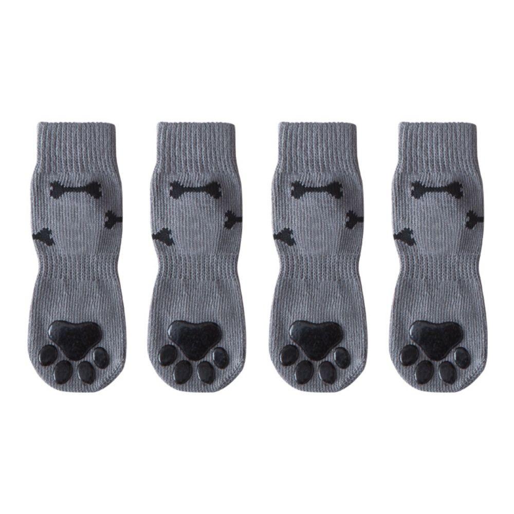 4Pcs Anti-Slip Cozy Dog Socks Adjustable Band Anti-Scratch Noiseless Pet Socks Anti-dirt Strong Grip Dog Paw Covers Indoor
