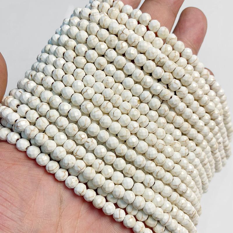6MM Faceted Round Spacer Gem Stone Beads Loose Crystal Quartz Jaspers Bead For Beadwork Jewelry Making Women Bracelet Necklace