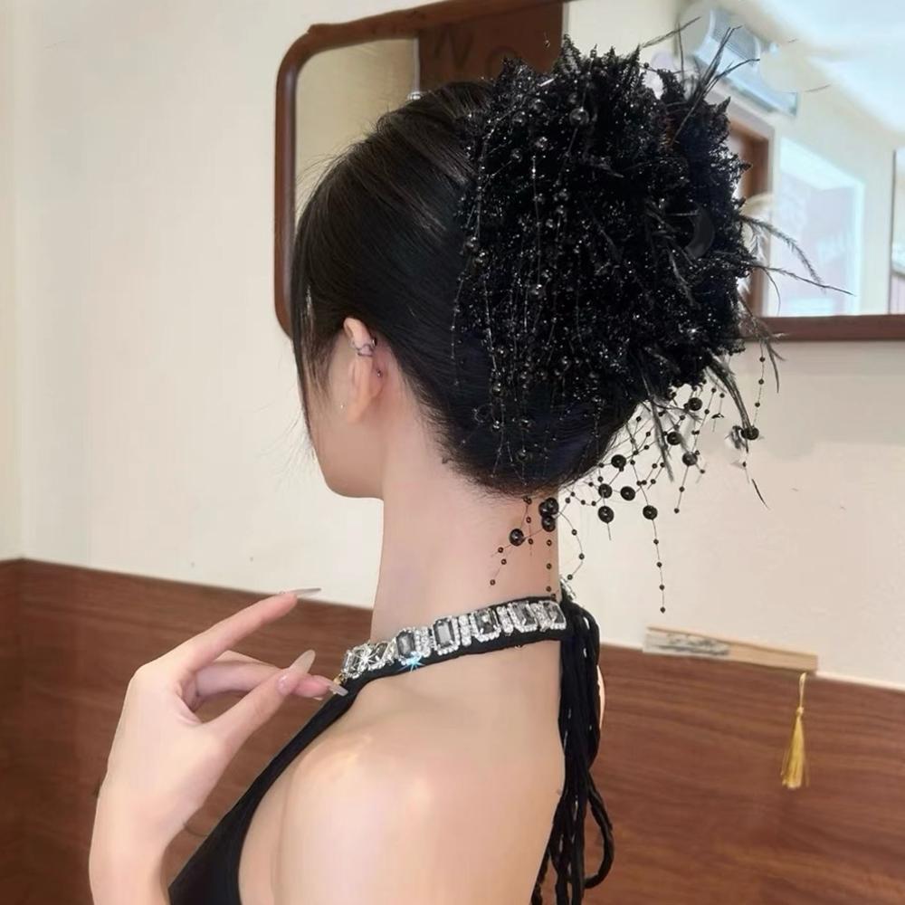 

Большая заколка-краб для волос с пайетками в виде цветка для женщин, модная заколка-акула, заколка для волос для хвостика, заколка-бабочка, ретро объемная заколка для волос, головной убор