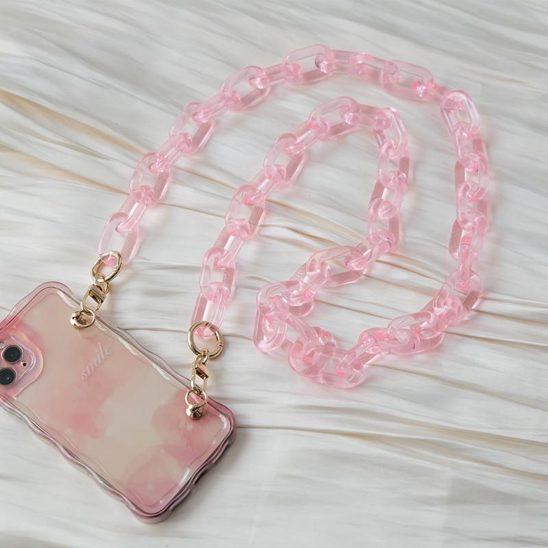 New Phone Accessory Detachable Parts Chain Matte White Crossbody Resin Luxury Strap Phone Case Chains Candy Neon Acrylic Shoulder Chain