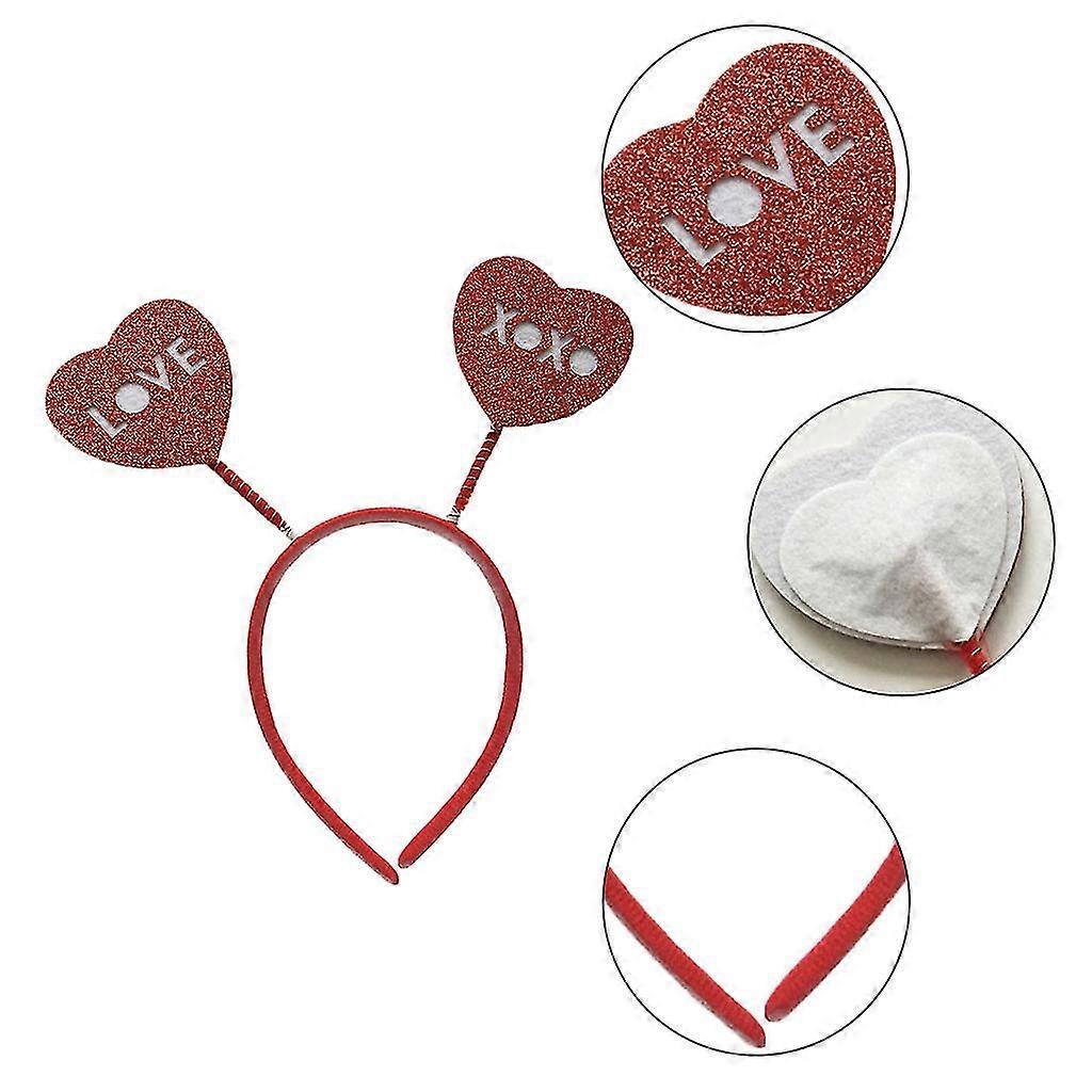 Valentines Day Headband Red Sequins Love Heart For Head Boppers Antenna Hair Hoop Holiday Festival Costume Party Props