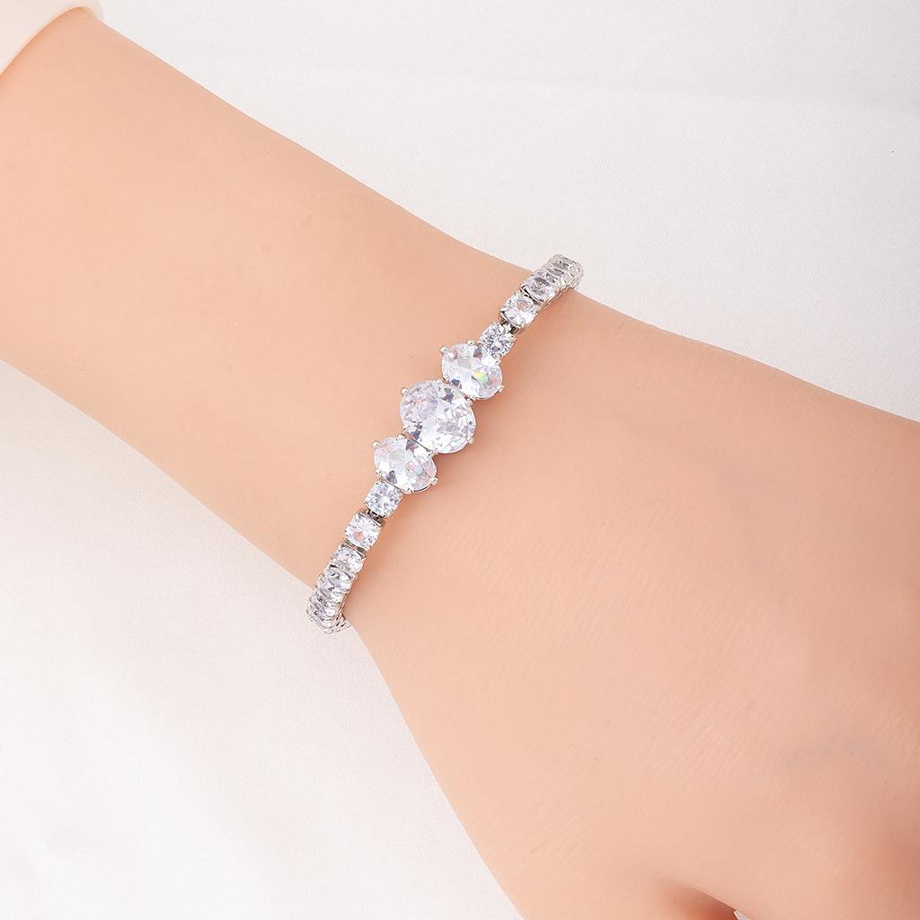 European and American new single-layer zircon bracelet jewelry women's light luxury simple fashion full of diamonds shiny rhinestone hand jewelry