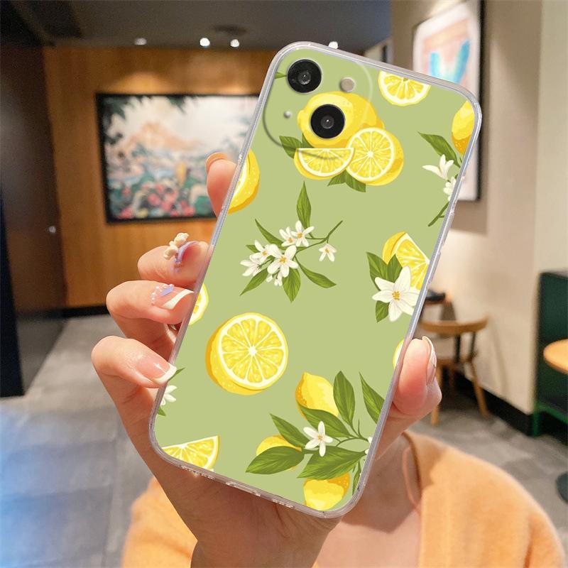 Retro Fruit Lemon Phone Case For iPhone 15 16 14 13 12 11 Pro Max 16E XS XR Max 7 8 16 Plus SE2 Soft TPU Clear Cover