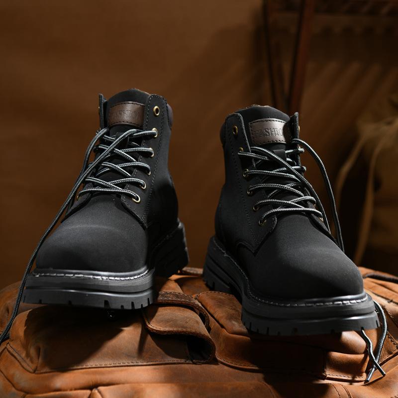 Men s New Style Platform Shoes for Casual Wear Heightening Effect Water-resistant Boots 44 чёрный 1980₽