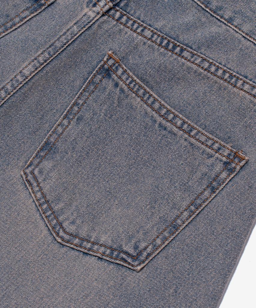 Road Road Maxi Denim Cutoff A-Line Long Skirt (Light Blue)