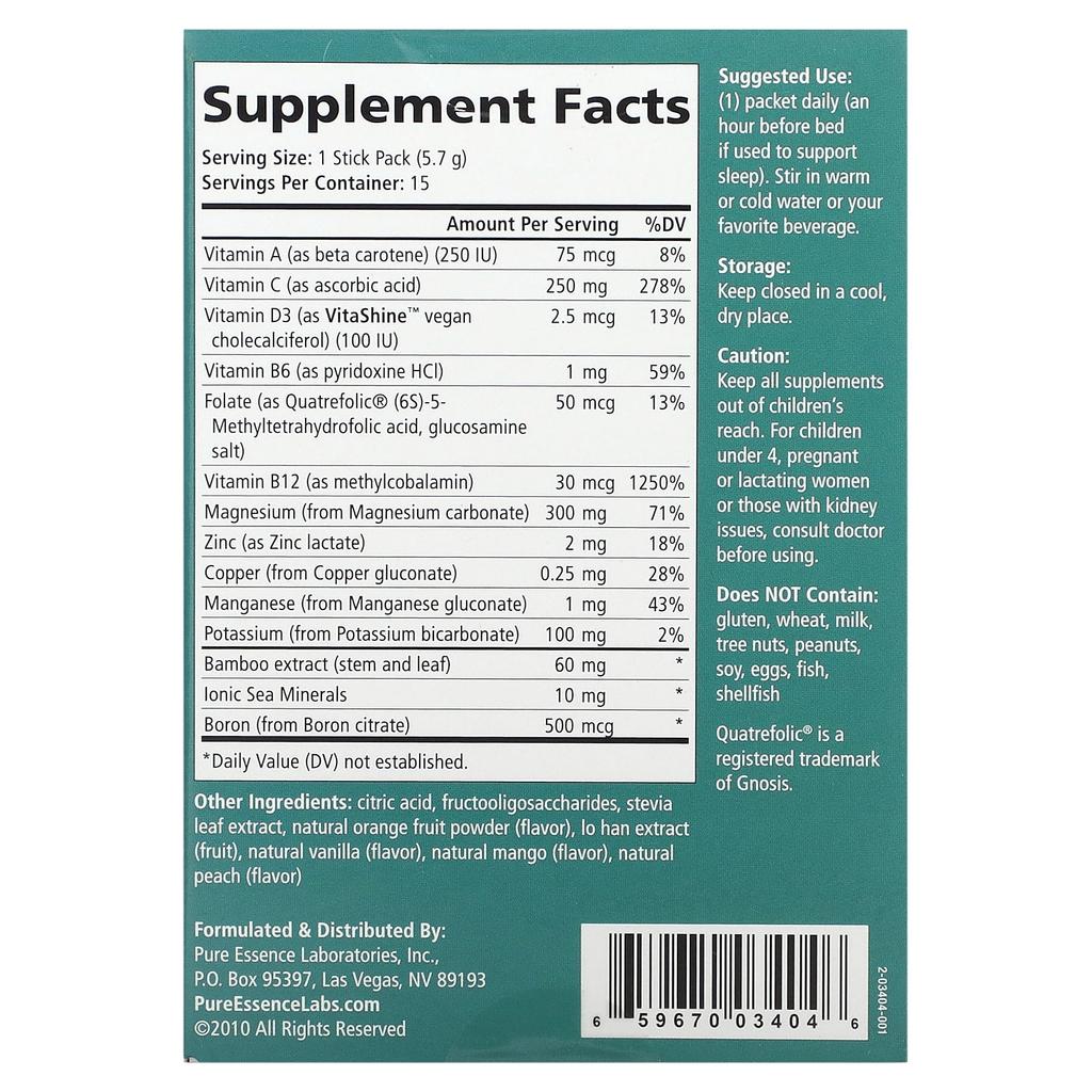 Pure Essence, Ionic-Fizz, Magnesium Plus, Orangen-Vanille-Geschmack, 15 Stück, 0,2 oz (5,7 g) Jeder