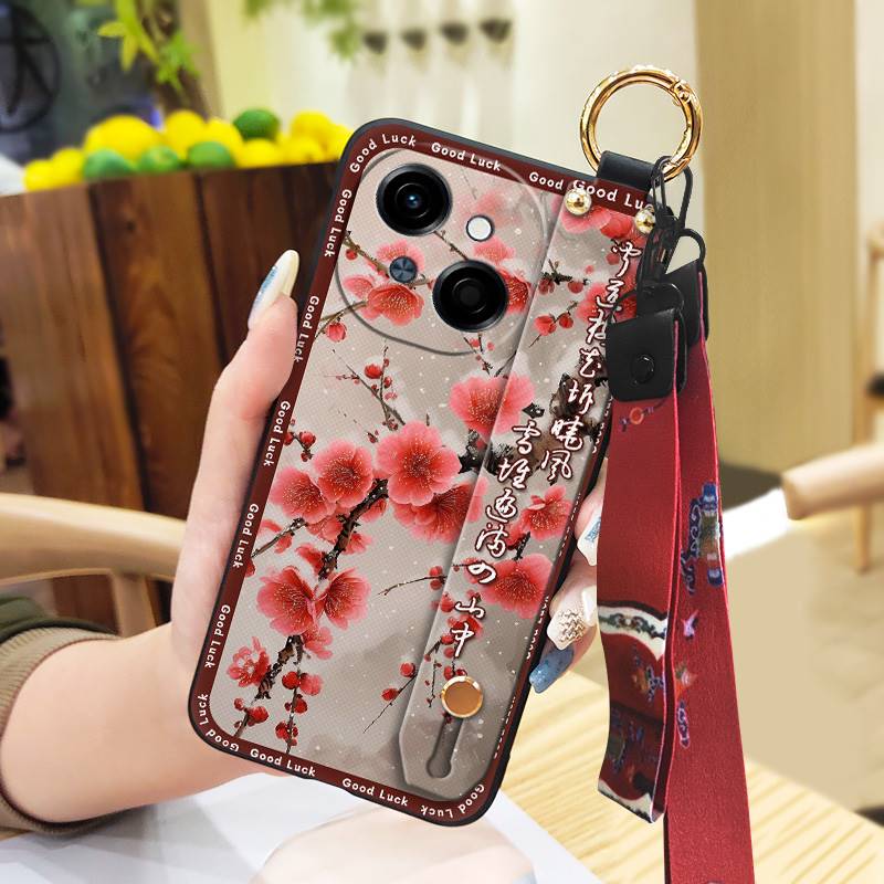 Dirt-resistant Wrist Strap Phone Case For Tecno POP9 4G/Spark GO 1/KL4 Anti-knock Anti-dust Soft case Durable Lanyard