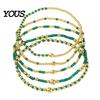 Multi-colored Beaded Bangles 5Pcs Bracelet Stack for Women Teenage Girls, Tiny Colorful Bead Jewelry Beads Bracelets, Elastic Stretch Boho Accessories