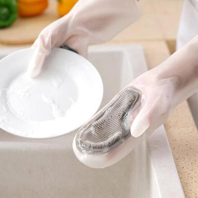 Silicone Non-slip Dishwashing Sponge Rubber Gloves for Kitchen Dishes