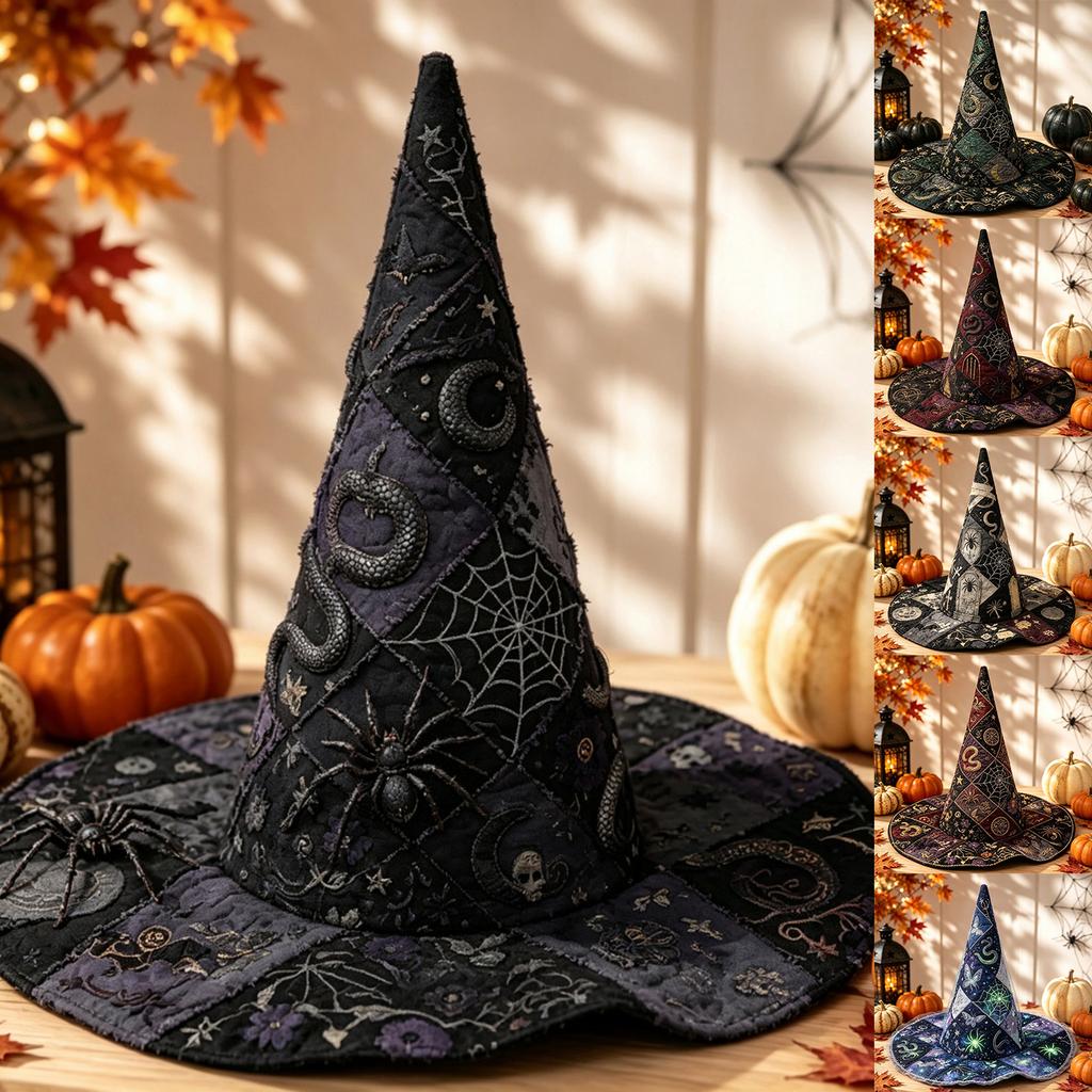 Women's High Witch Hat for Halloween Party Costume - Tall Pointed Adult Hat
