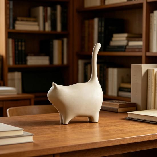 Yousheng 3D-Printed Cat Ornament Matte Texture Minimalist Cat Decoration for Living Room Study Office Caf Desktop Gift for Cat Lovers