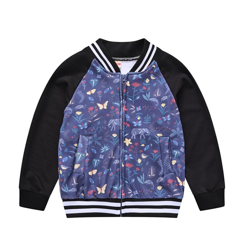 Spring and Autumn Men and Girls Fashionable Cute Printing Color Collision Jacket Children Splicing Jacket Baby Cardigan