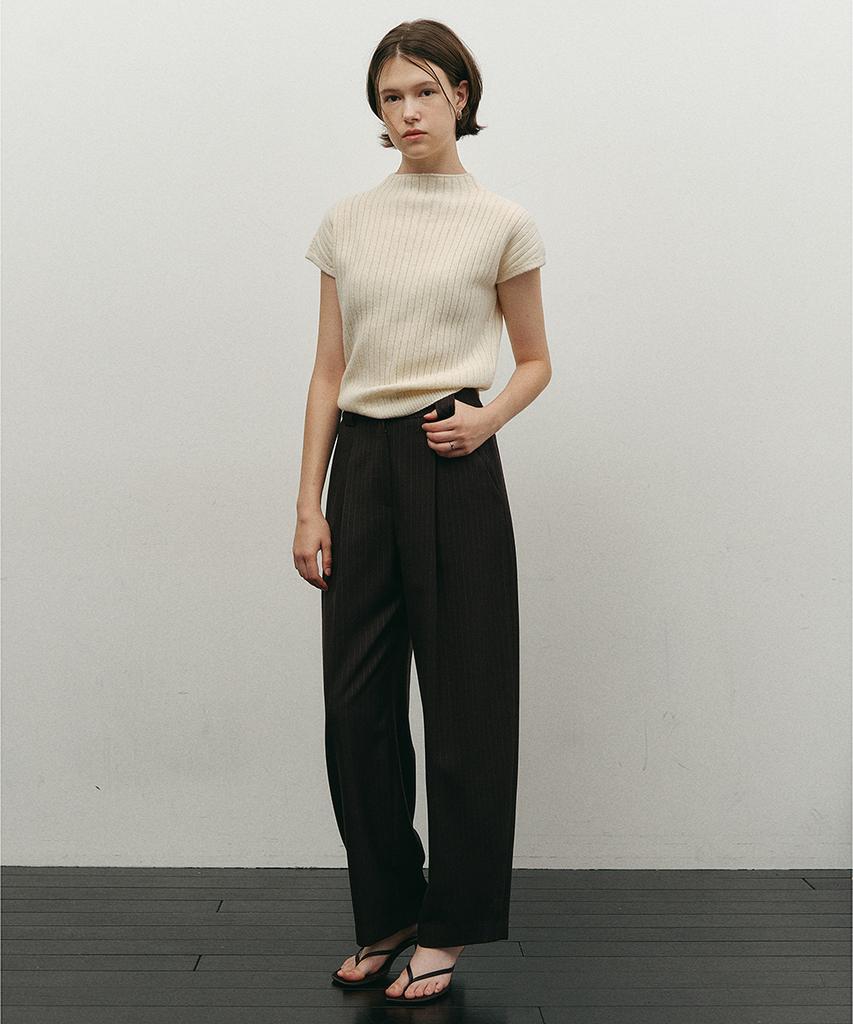 MAKE A TOAST Pintuck Wide Leg Pants Brown Mbefpa002Br