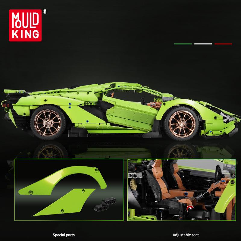 MOULD KING High-Tech The Green Sian Racing Car Model Building Blocks Bricks Kids Educational DIY Toys Birthday Gifts