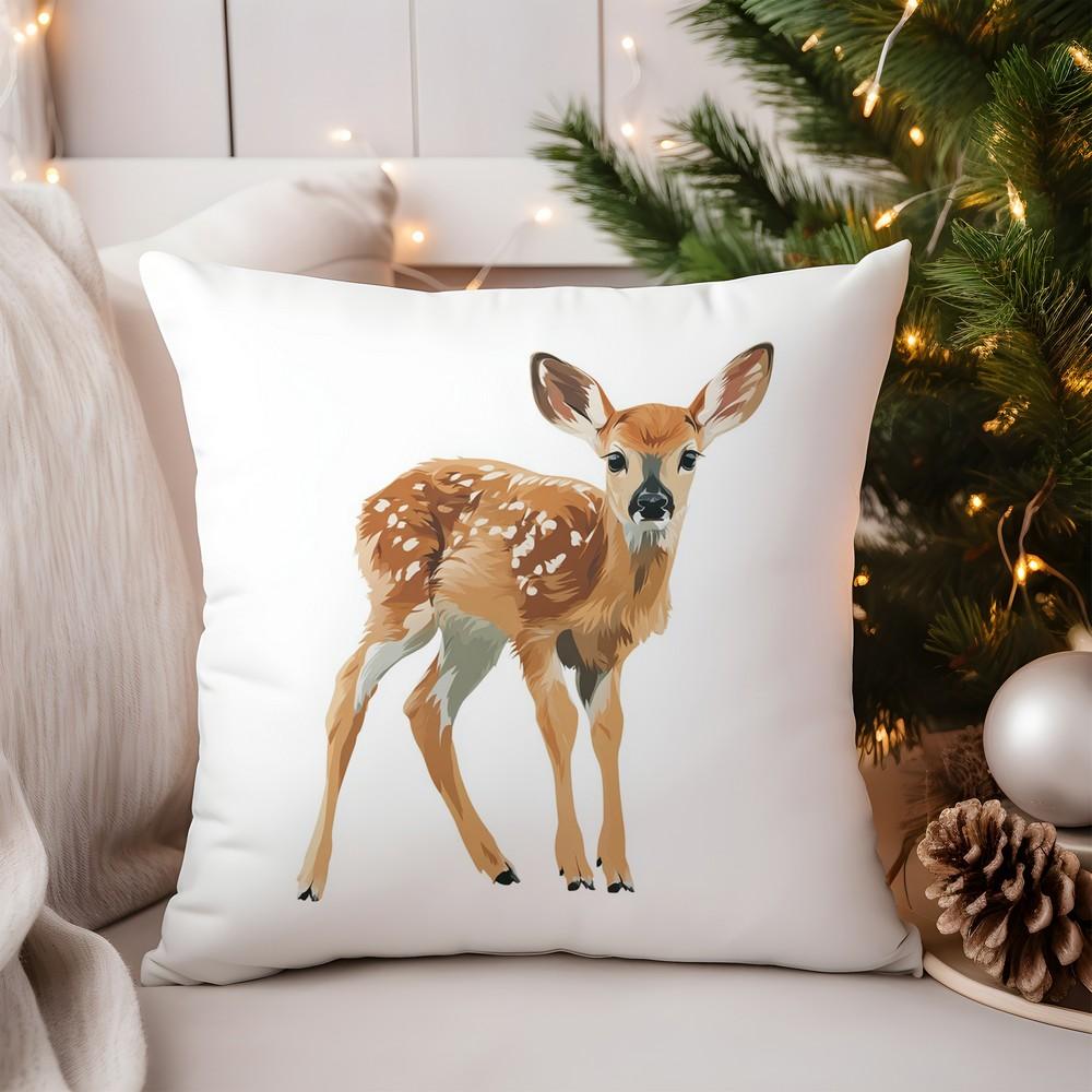 Home Decor Cute Fawn Design Pillow for Cozy Decor Pattern Cushion Cover Suitable for Sofa Bedroom Car Pillow Cover