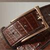 Daks Brown Crocodile Tail Premium Leather Bronze Buckle Belt Dbbe6e395w3