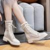 Inner heightening thin Martin boots women's small summer single boots British style hollow cool boots mesh short boots
