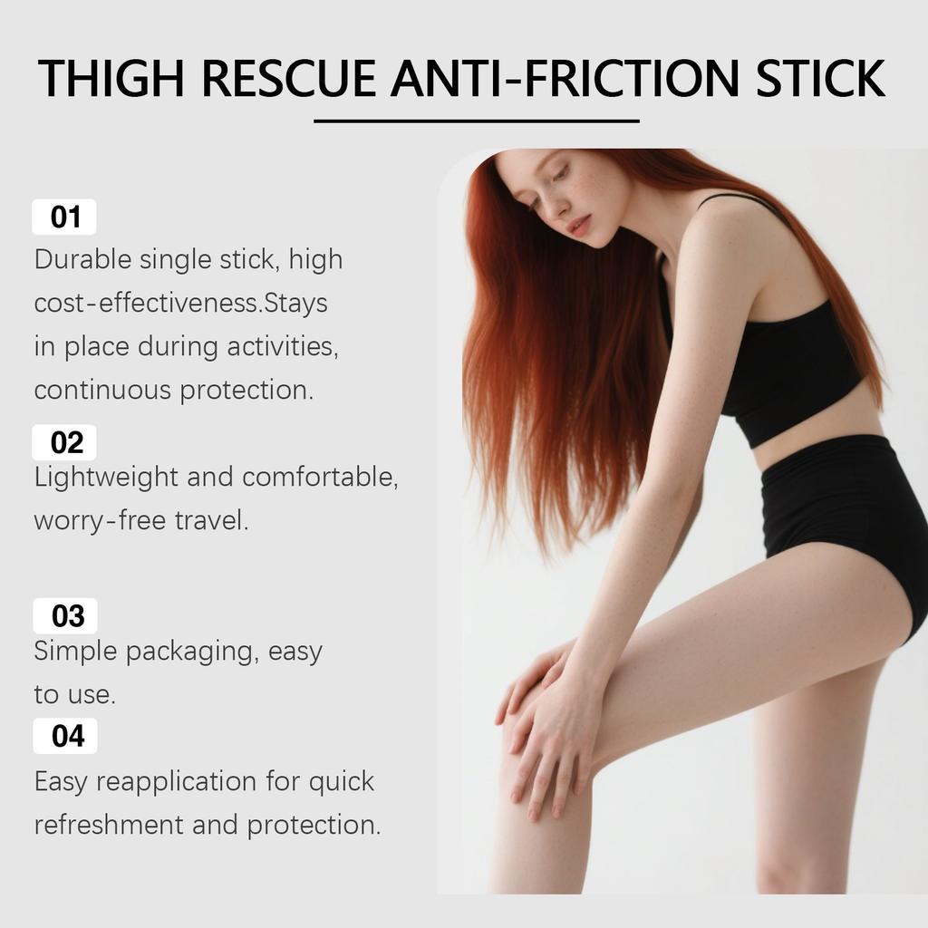 Thigh Rescue Anti-Friction Stick Skin Protection Balm for Chafing Relief and Smooth Barrier Application Suitable for Daily Use and Sensitive Skin