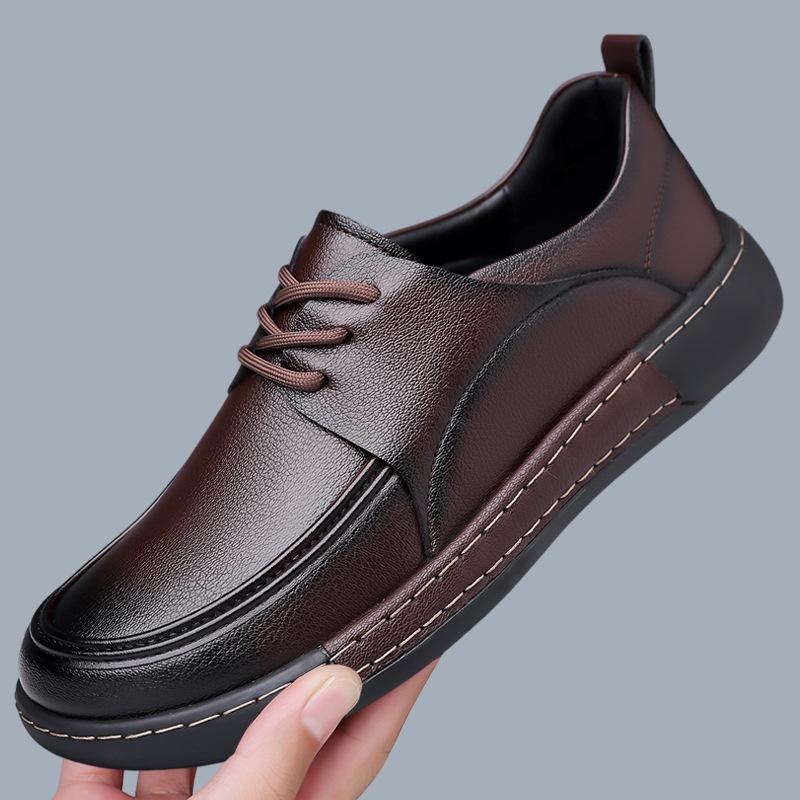 

Men s shoes 2025 spring new leather men s retro Doudou shoes versatile soft sole soft leather breathable casual leather shoes 44