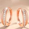 Double Layer Paved Huggie Hoop Earrings for Women Minimalist Elegant Earrings for Daily and Commute Wear