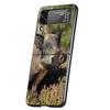 Luxury Phone Case For Samsung Galaxy Z Flip 3 4 5 6 Hard Black Folding PC For Samsung Z Flip3 Flip4 Flip5 Cover Animal Wild Boar