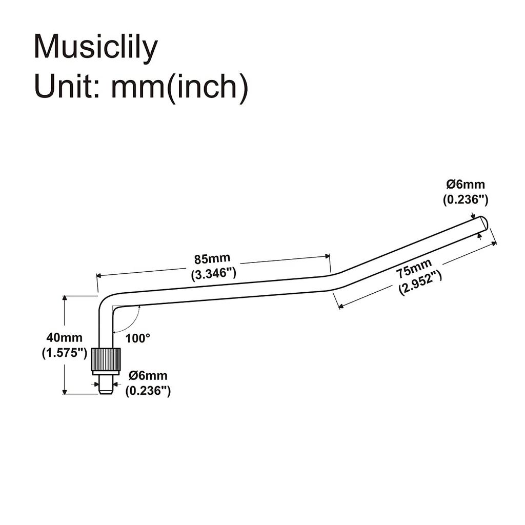 Musiclily Pro 6mm Steel Tremolo Arm, Plug-in Type, for Floyd Rose Electric Guitars, Chrome