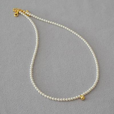 Elegant French Crystal Pearl & Gold Bead Necklace for Daily Wear