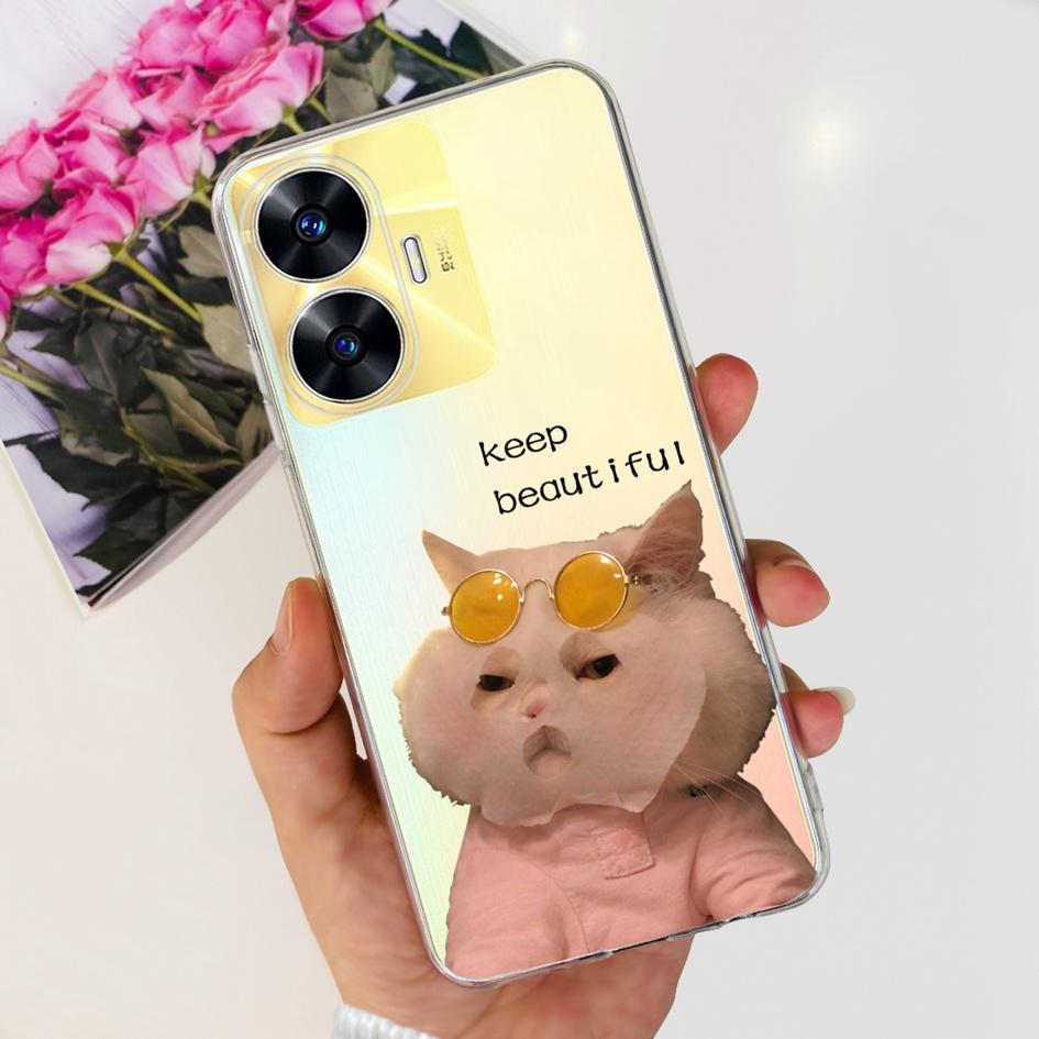 For Realme C55 Case RMX3710 Transparent Cover Fashion Patterns Soft Silicone Phone Cases For Realme C55 4G C 55 RealmeC55 Fundas