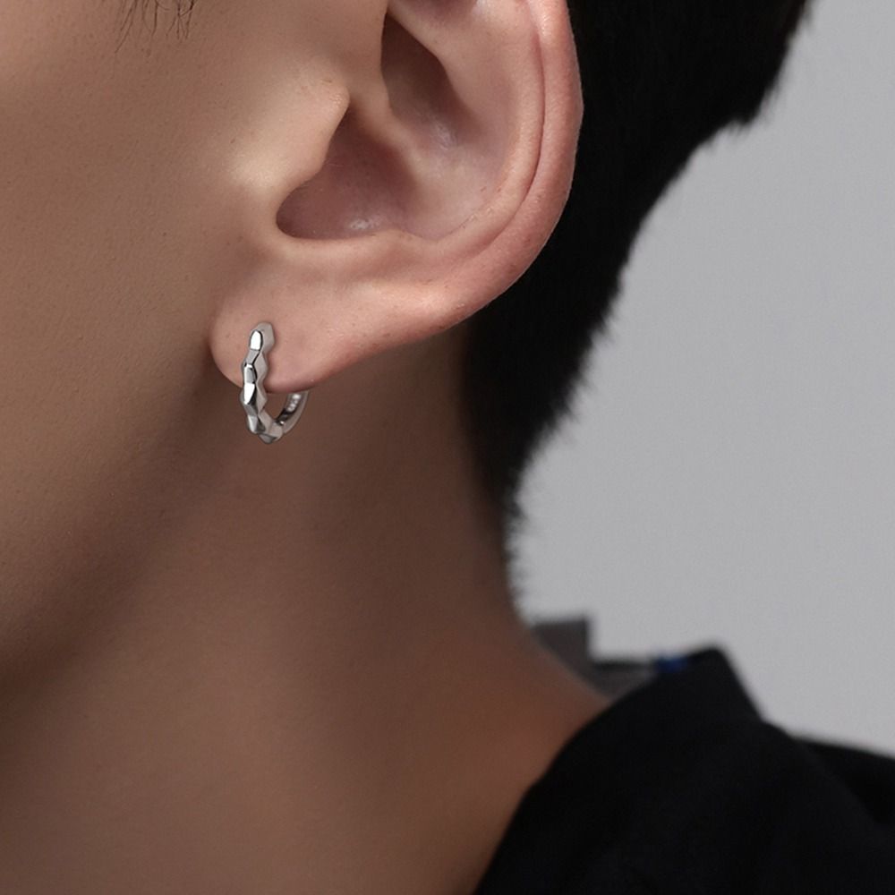 PHNIBIRD Orecchini A Cerchio Rettangolari In Argento 925, Unisex, Minimal E Lucidi, Diametro 16mm, Gioiello Antiossidante Per Uomo E Donna, Uso Quotidiano