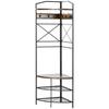 Corner Floor Coat Rack with Bench and Shoe Rack In Industrial Style, 50x50x183cm, Brown