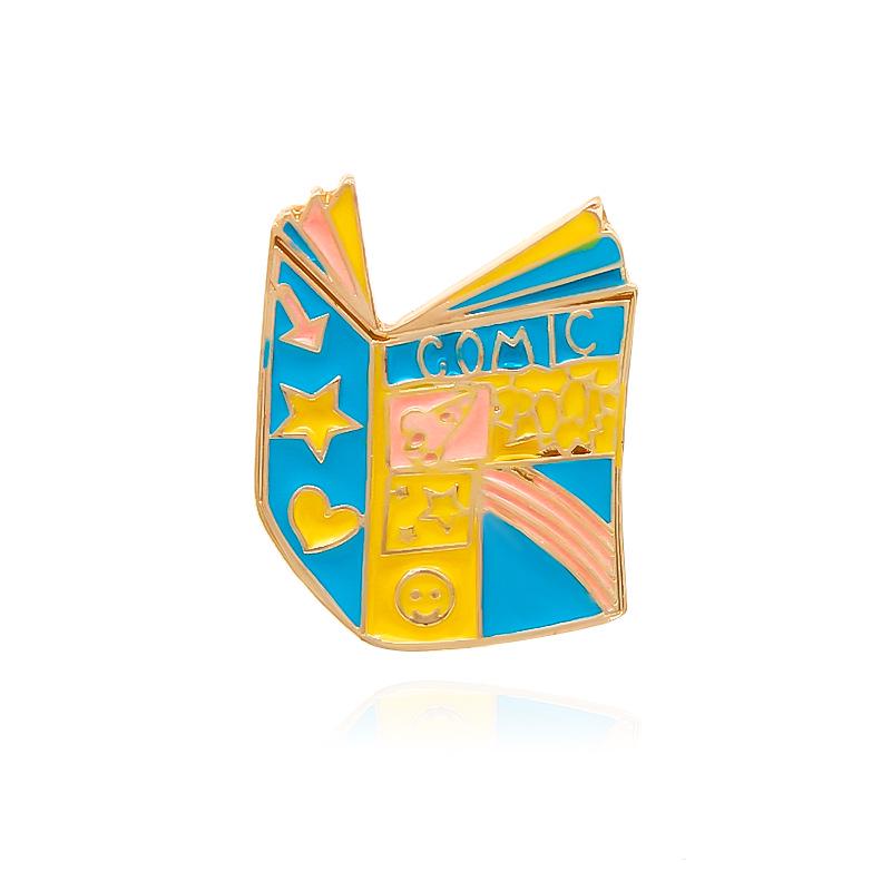 Children s Cartoon Comic Book Enamel Pin - Love Reading & Absorbing Knowledge