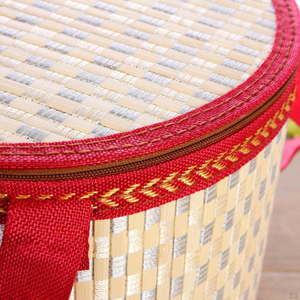 Bambusowy Tkany Koszyk Opakowanie Prezentowe Przenośny Lekki Wielofunkcyjny Organizer do Przechowywania Żywności