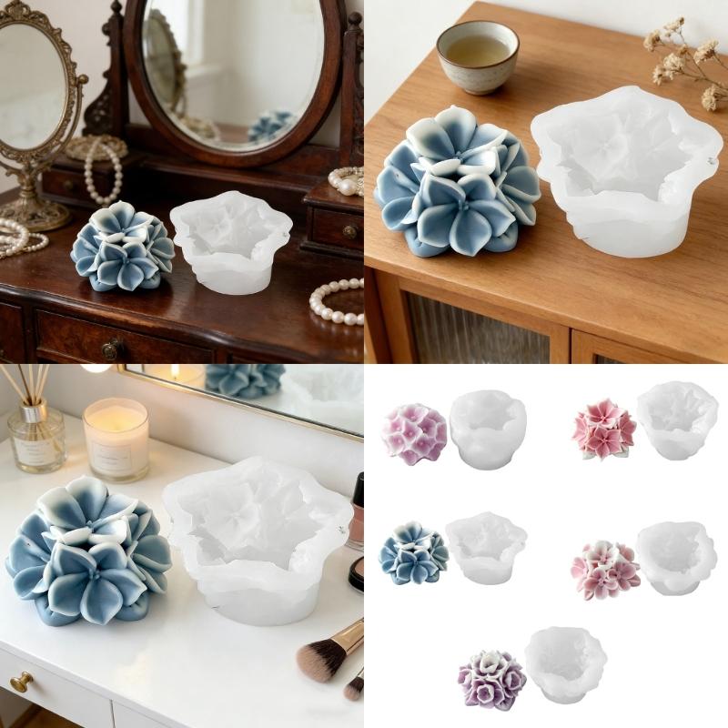 Detailed Hydrangea Designs Silicone Mould For Handmade Candle Soap And Desserts Easy To Cleaning