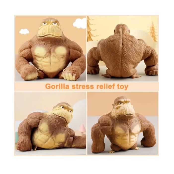 Anti-stress Toy - Elastic Gorilla - Rubber - Orange - For Adults and Children from 3 Years Old