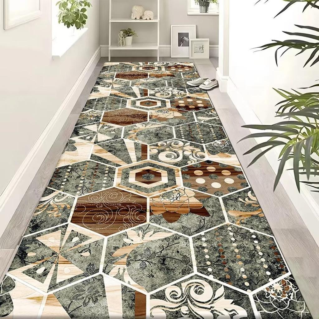 Light Luxury Style Long Carpet Household Absorbent Non-slip Floor Mat Dirt Resistant Geometric Floor Mat Decoration