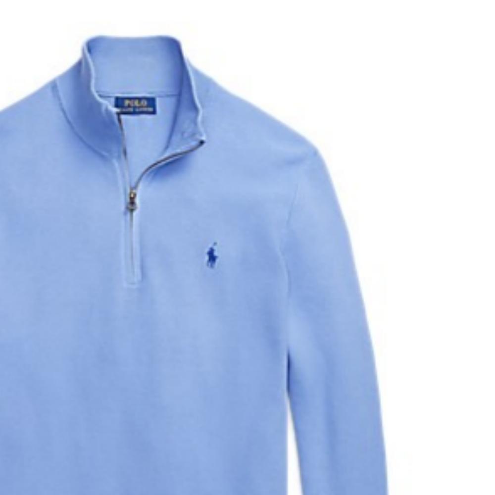 Polo Ralph Lauren Ss25 Logo Solid Color Mesh Cotton Quarter Zip Pullover Long Sleeve Knit Sweater Regular Fit Men sweater 710920648-011