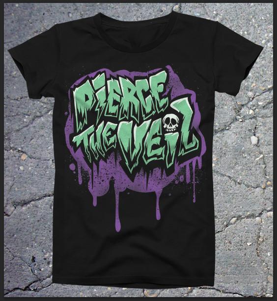 Vintage Pierce The Veil band Skull Black Cotton Men T-shirt JJ1627
