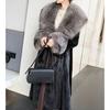Casaco Longo Elegante Feminino com Gola de Pele Sintética de Vison