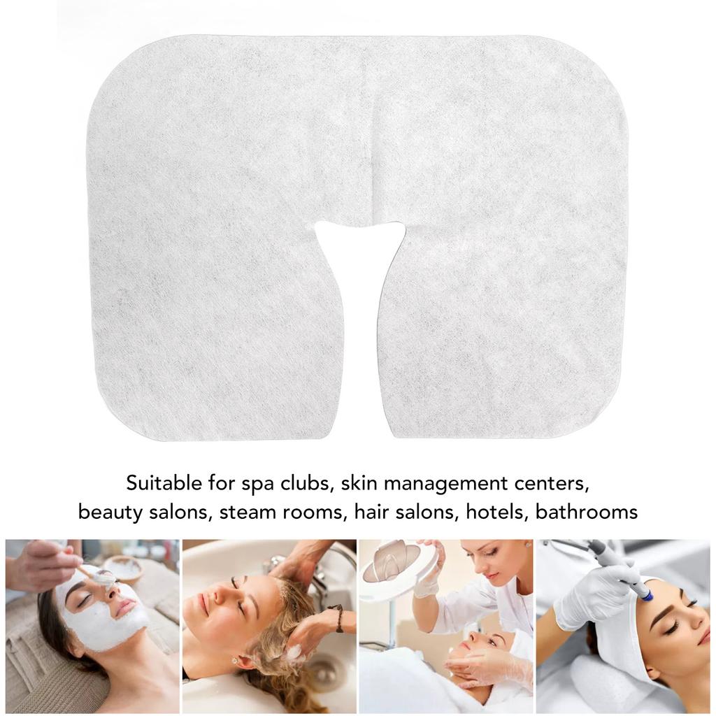 100pcs Disposable Face Rest Cover U Shaped Hollow Breathable Nonwoven Massage Face Rest Cover for SPA Clubs Baths