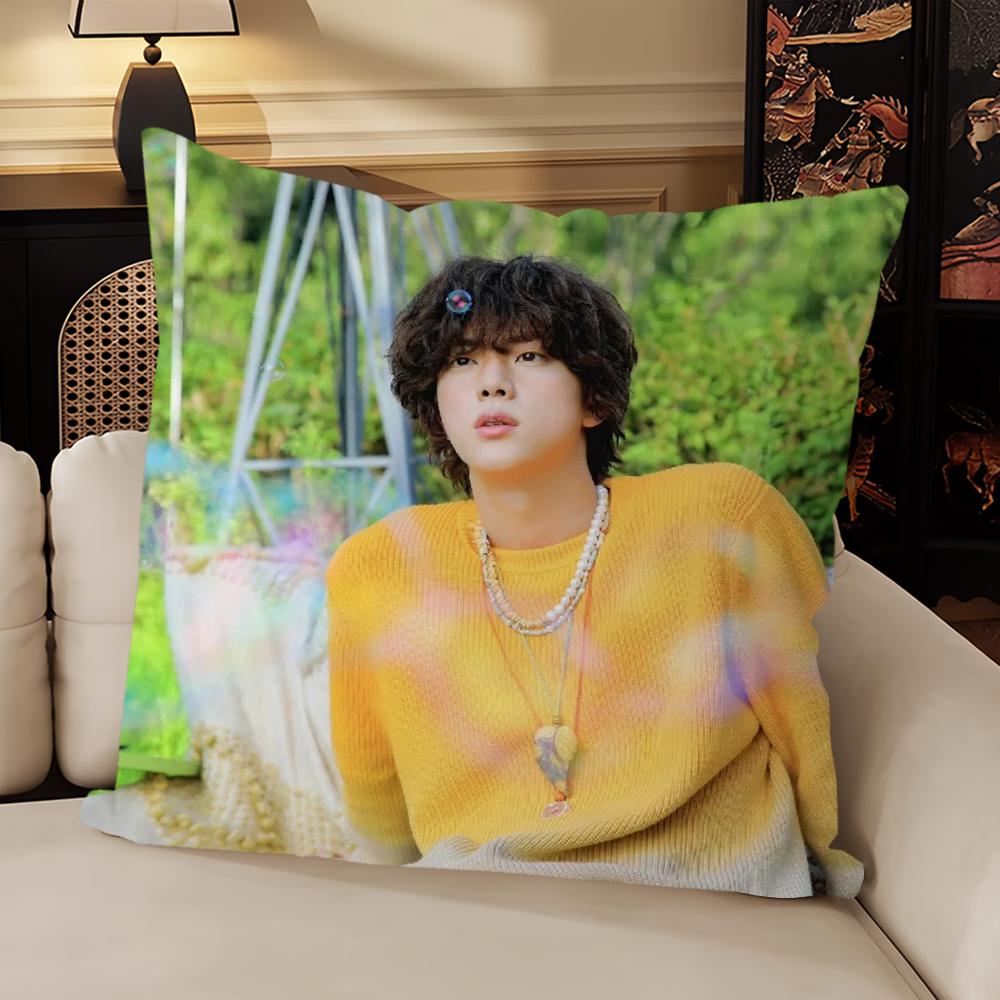 Hot Kpop Boy Pillow Case Sofa Living Room Headboard Bedroom Backrest Cushion Square Cushion  J-jin-Music Cool Nap Time