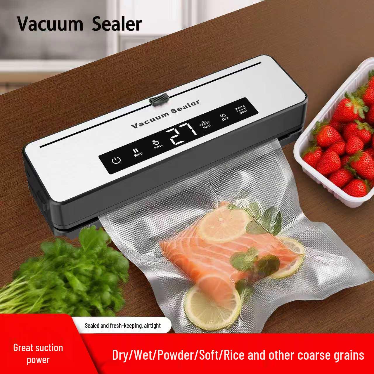 

Automatic Wireless Vacuum Sealer for Food Preservation Machine Only чёрный/серебряный