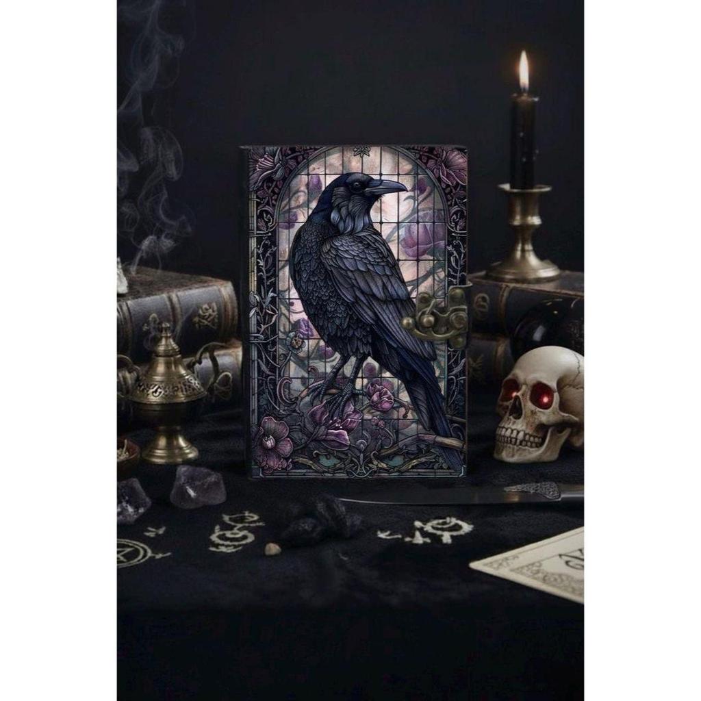 Lederjournal Gothic Grimoire Buch der Schatten Vintage Grimoire Journal Hexerei Magie Journal Rabe Geschenke für Halloween