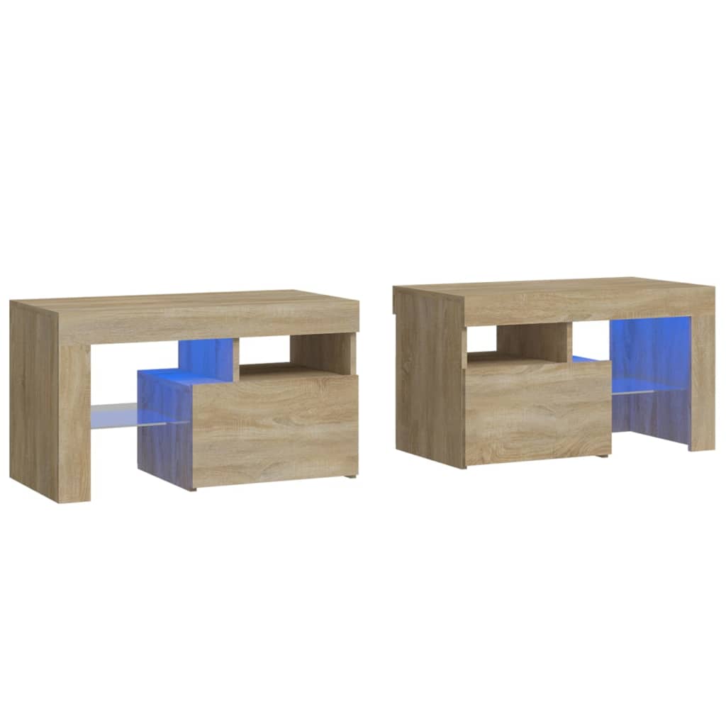Vidaxl Szafki Z Oświetleniem Led, 2 Szt., Dąb Sonoma, 70X36,5X40 Cm