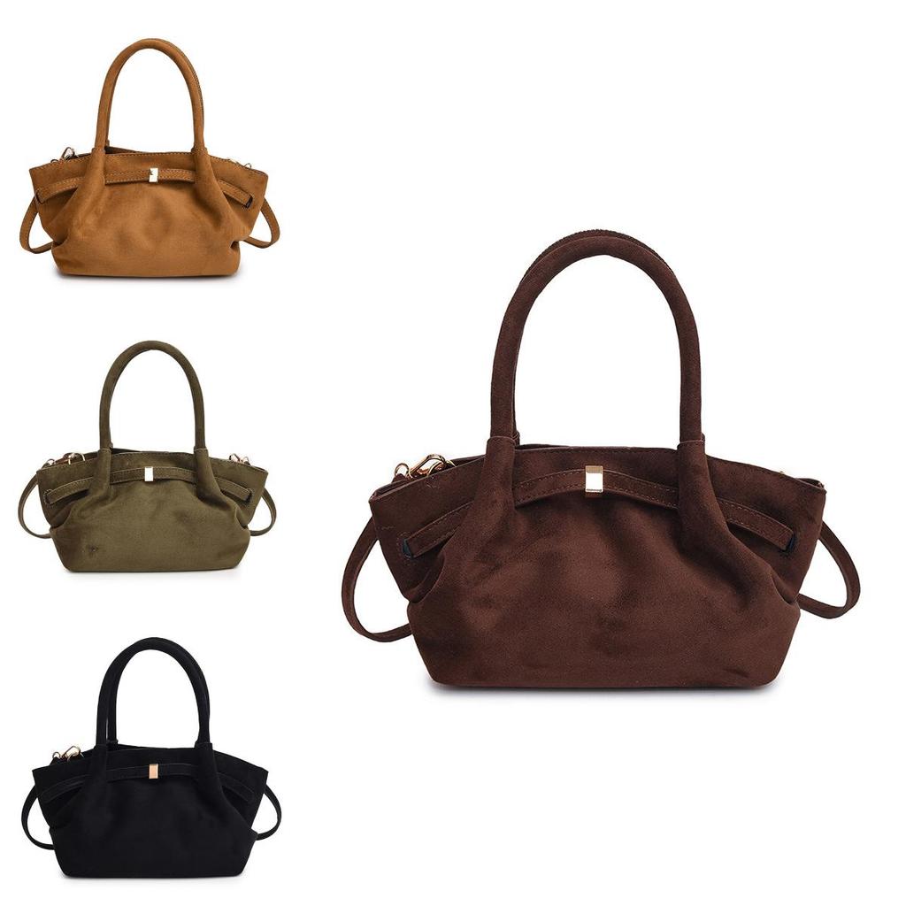Minimalist Womens Solid Color Pleated Design Shoulder Bag For Casual Outings