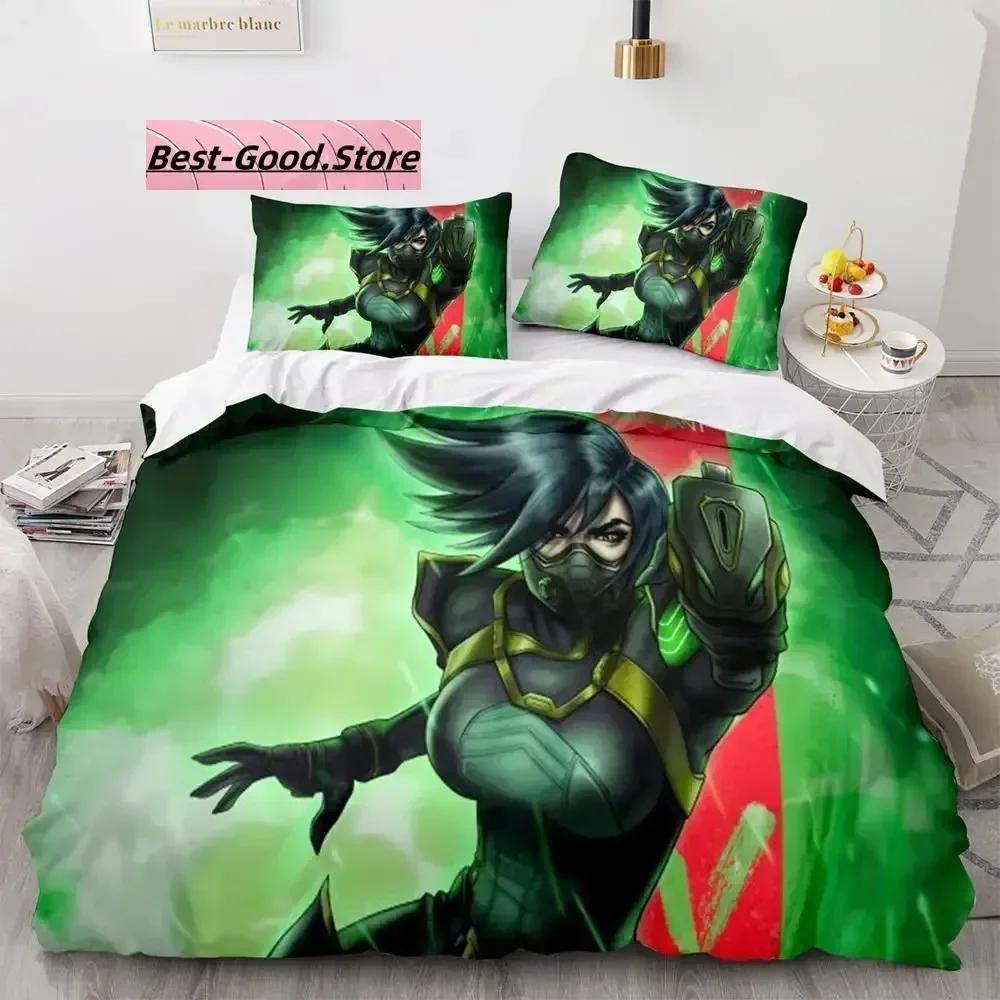 Gaming Valorant Beding Set Single Twin Ful Quen King-Sized Dimensionsd Dimensions Bed Linen Set Aldult Kid Bedrom Duvetcover Sets 3D Print Anime 039